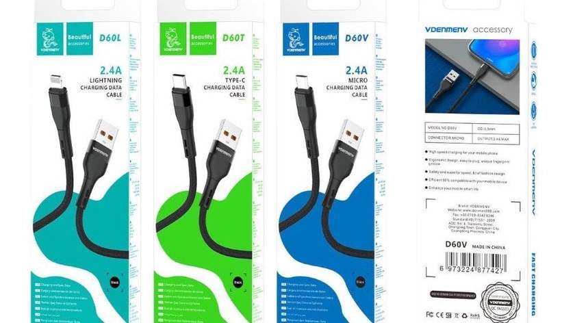 Vdenmenv D60L 2.4A Lightning Charging Data Cable