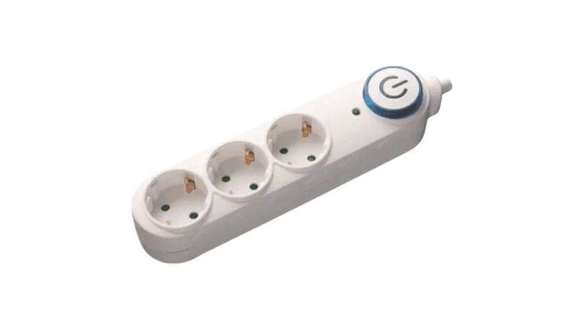 Linus SOC23-9055 Extension Cord with Power Filter, 3m, 3 Sockets with Grounding and Switch