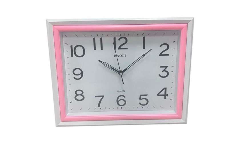 White and Pink Wall Clock