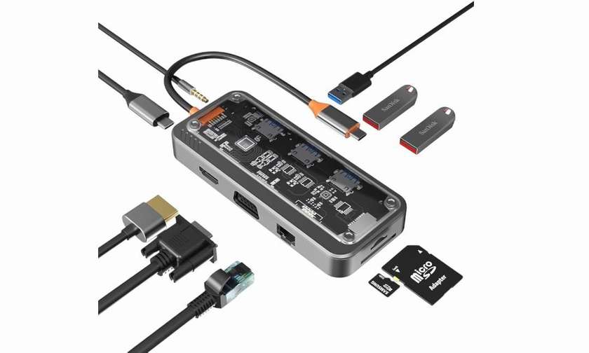 10 in 1 Multifunctional USB-C Hub Docking Station