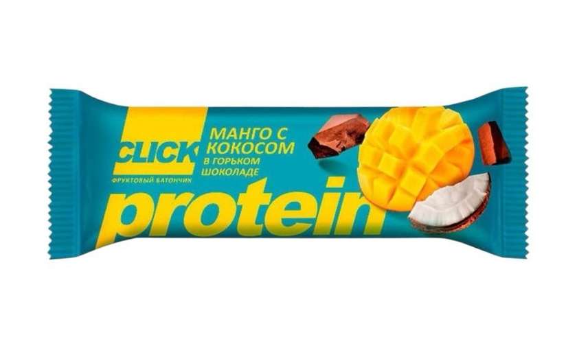 Mango and coconut baton in chocolate with 40g protein