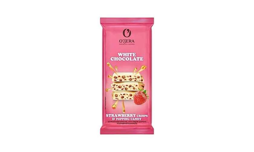 O'Zera White Chocolate with Strawberry and Popping Caramel 90g