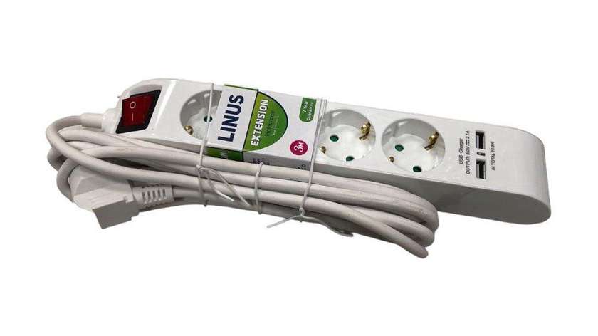 Linus Extension Cord with 4 USB Charger Ports 5.0v 2.1a