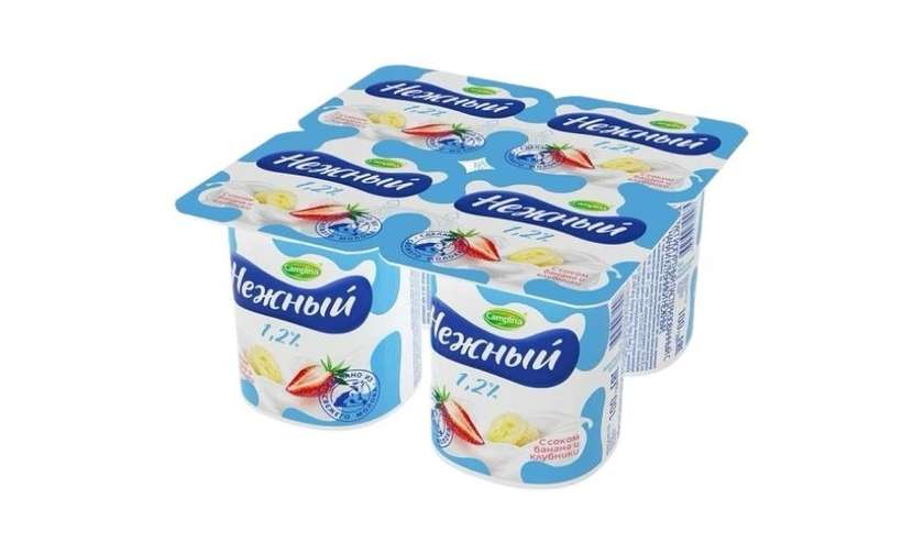 Nizhny Light Yogurt Strawberry and Banana 0.1% 95g (1 Piece)