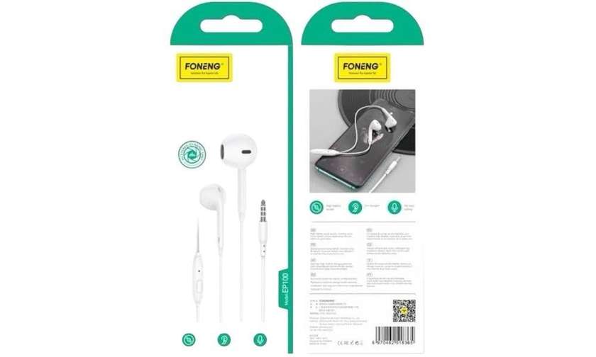 Foneng EP100 Wired Headphones - White