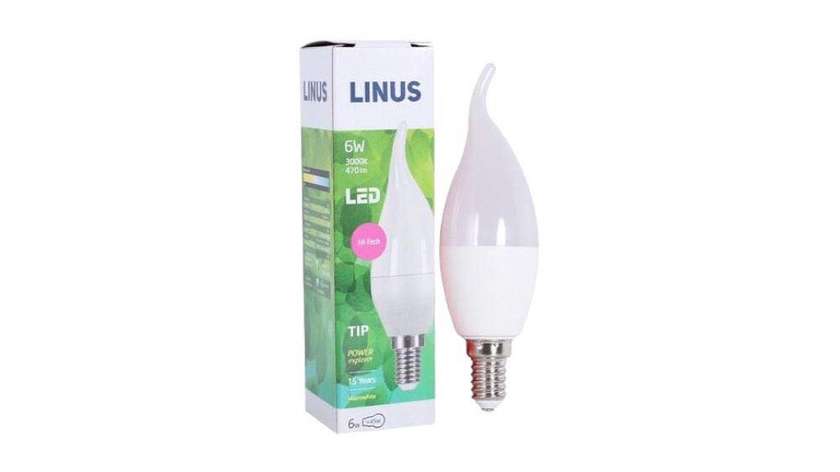 Linus lin64-7447 LED Decorative Chandelier Bulb - 6W E14 6500K