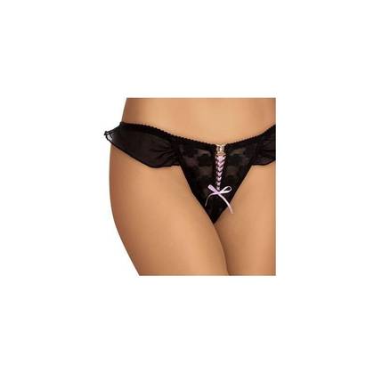 Open Crotch Lace-Up Thong Panties 6482, One Size