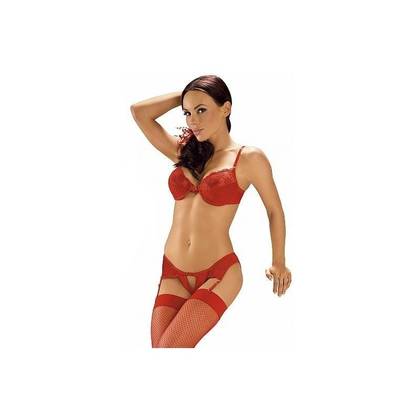 Red Three-Piece Erotic Lingerie Set 6430, Size XL