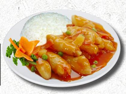 Chicken in Sweet and Sour Sauce, Rice
