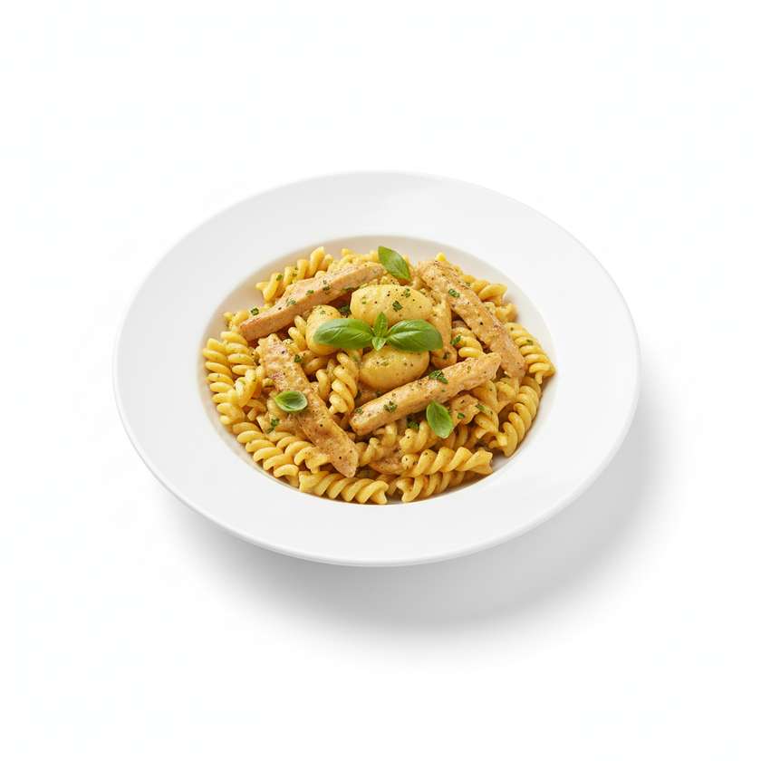 Fusilli con Tachino in Salsa al Curry