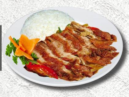 Sichuan-style duck, rice