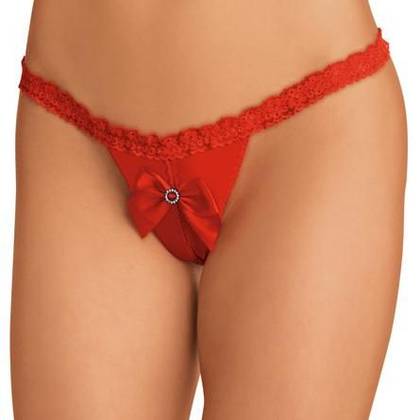 Open Crotch Thong with Bow Detail 6552, One Size