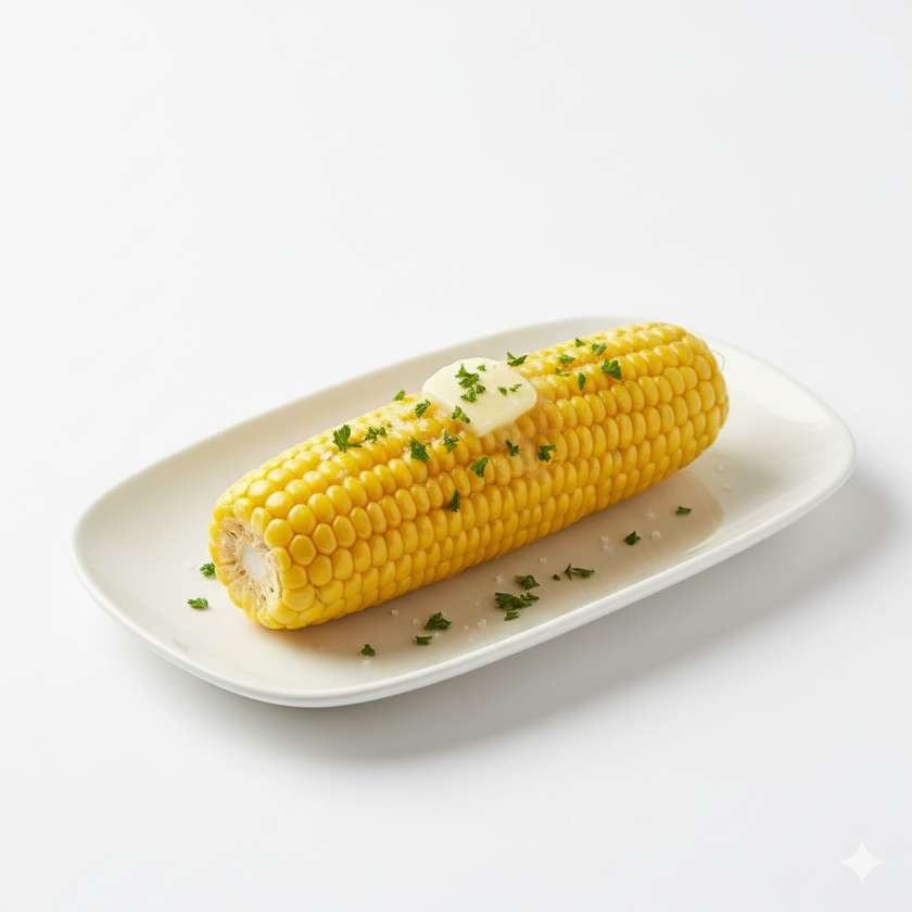 Boiled corn on the cob