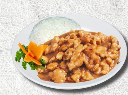 Chicken in Peanut Sauce, Rice