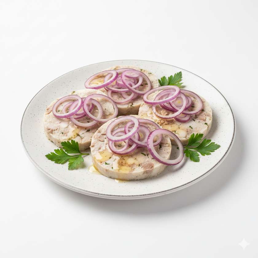 Homemade haggis with vinegar and onion