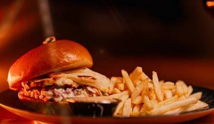 Halloumi Burger with Wavy Fries