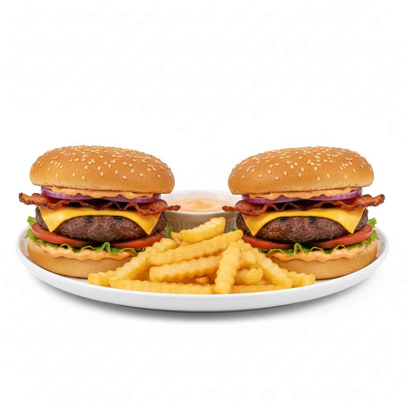 🎁2×1 Bacon Burger+Fries 🍟