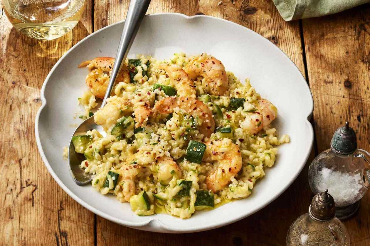 Saffron Risotto with Shrimp and Zucchini