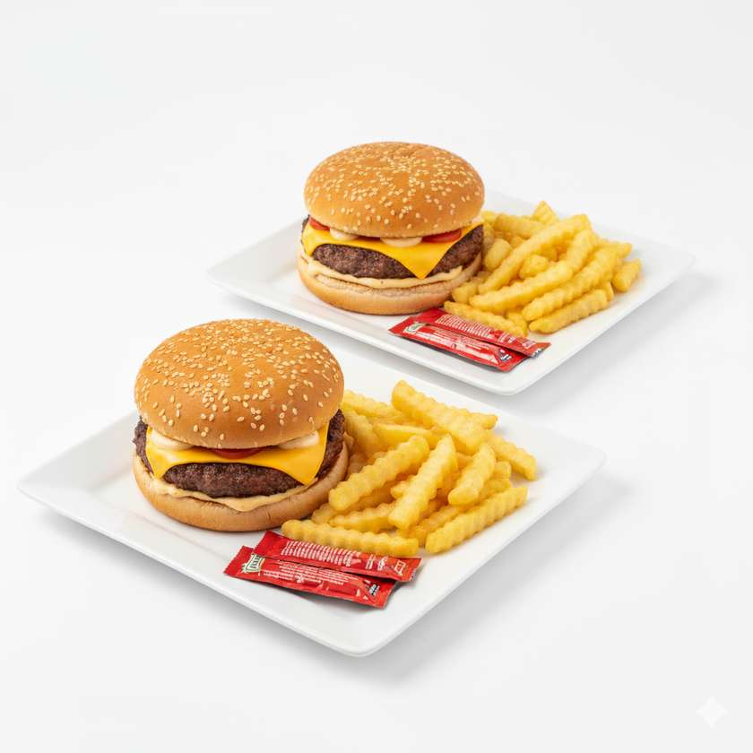 🎁2×1 Cheese Burger+ Fries 🍟