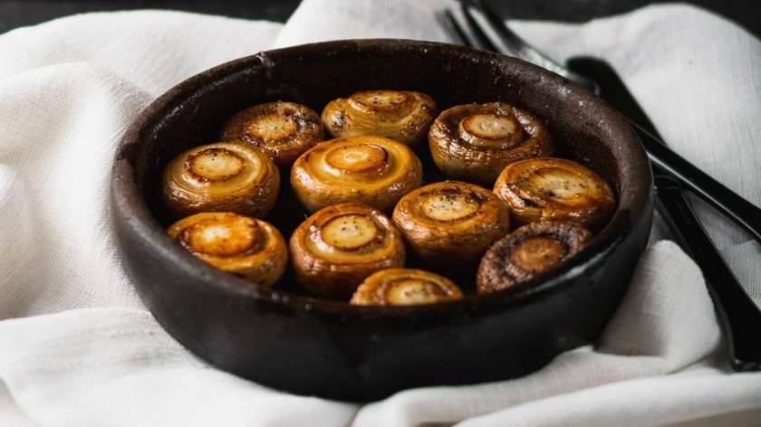 Mushrooms on the fold