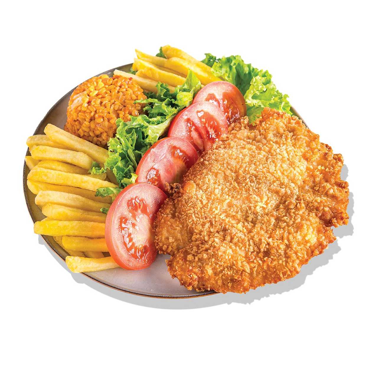 Snitel de pui la farfurie