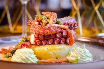 Octopus with Baked Potato and Chimichurri