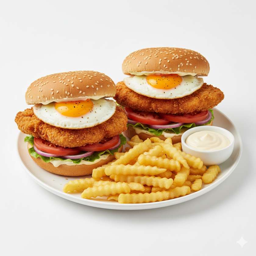 🎁2×1 Chicken Burger+Fries 🍟