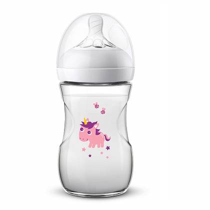 Avent Natural Baby Bottle, Unicorn Design, 1m+, 260ml