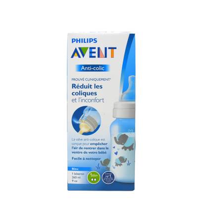 Avent Anti-Colic Penguin Plastic Bottle /1mo+/ 260ml 0714