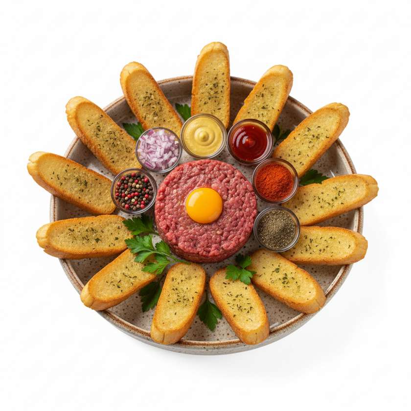 Tatarský bifteček (10ks topinek) - jen na vyžádání zákazníka