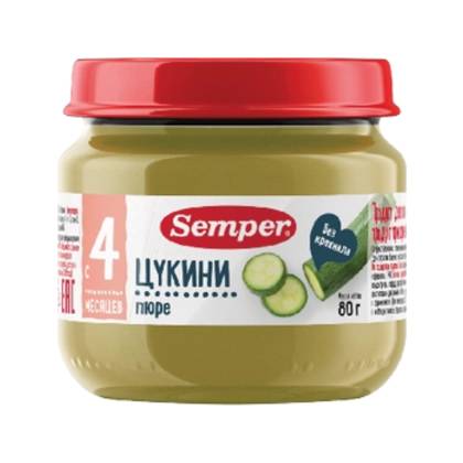 Semper Zucchini Puree, 4+ months, 80g