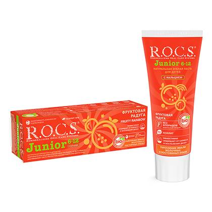 R.O.C.S. Junior Toothpaste, Fruit Rainbow, 6-12 years, 74g