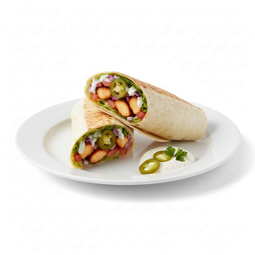 Tortilla jalopeno ja kanaliha kebabiga (terav)