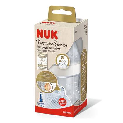 NUK PP Bottle 150ml + Silicone Teat Size 1, S White with Temperature Indicator 7499