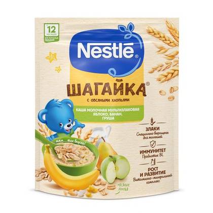 Nestle - Milk Cereal Shagaika 5 Grains with Apple, Banana and Pear /12 months+/ 190g 3526