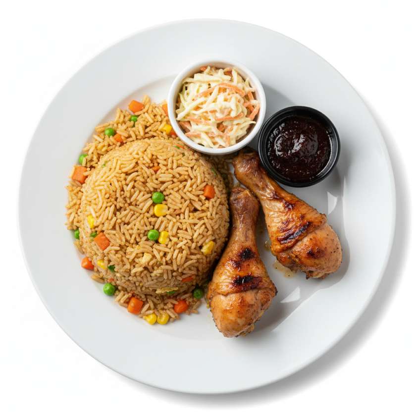 fried rice and grilled chicken
