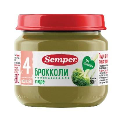 Semper Broccoli Puree /4m+/ 80g 6458