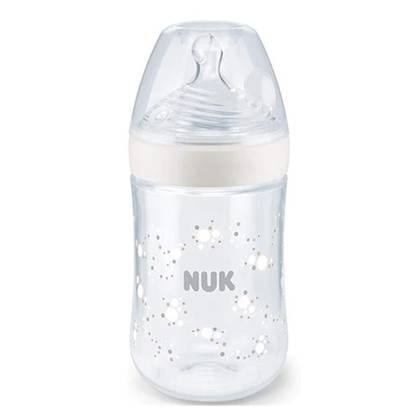 NUK PP Bottle 260ml + Silicone Teat Size 2, M White, with Temperature Indicator 7512