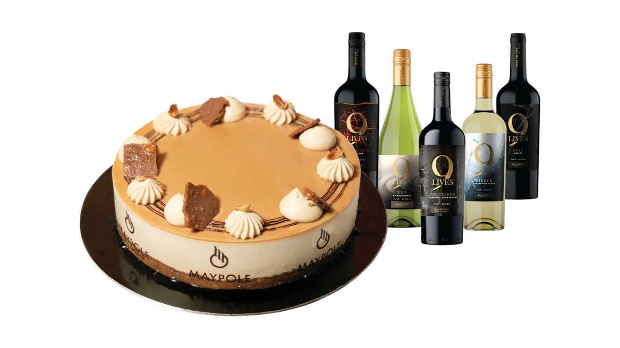 Salted Peanut Caramel Gateau & Free 9 Lives wine