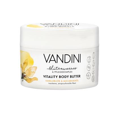 Vandini Vitality Body Butter for Dry and Problem Skin, Vanilla Flower and Macadamia Oil, 200ml