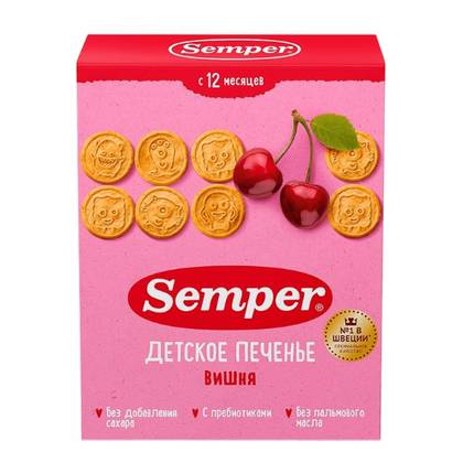 Semper - Baby Biscuit, Sugar-Free Cherry /12mo+/ 80g