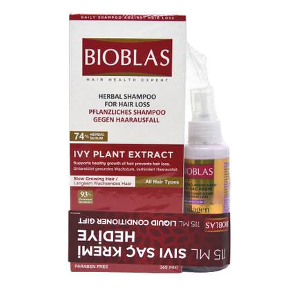 Bioblas Shampoo for Hair Loss and Rapid Hair Growth with Phytosterol and Ivy Extract for All Hair Types 360ml + Liquid Conditioner 115ml 0517