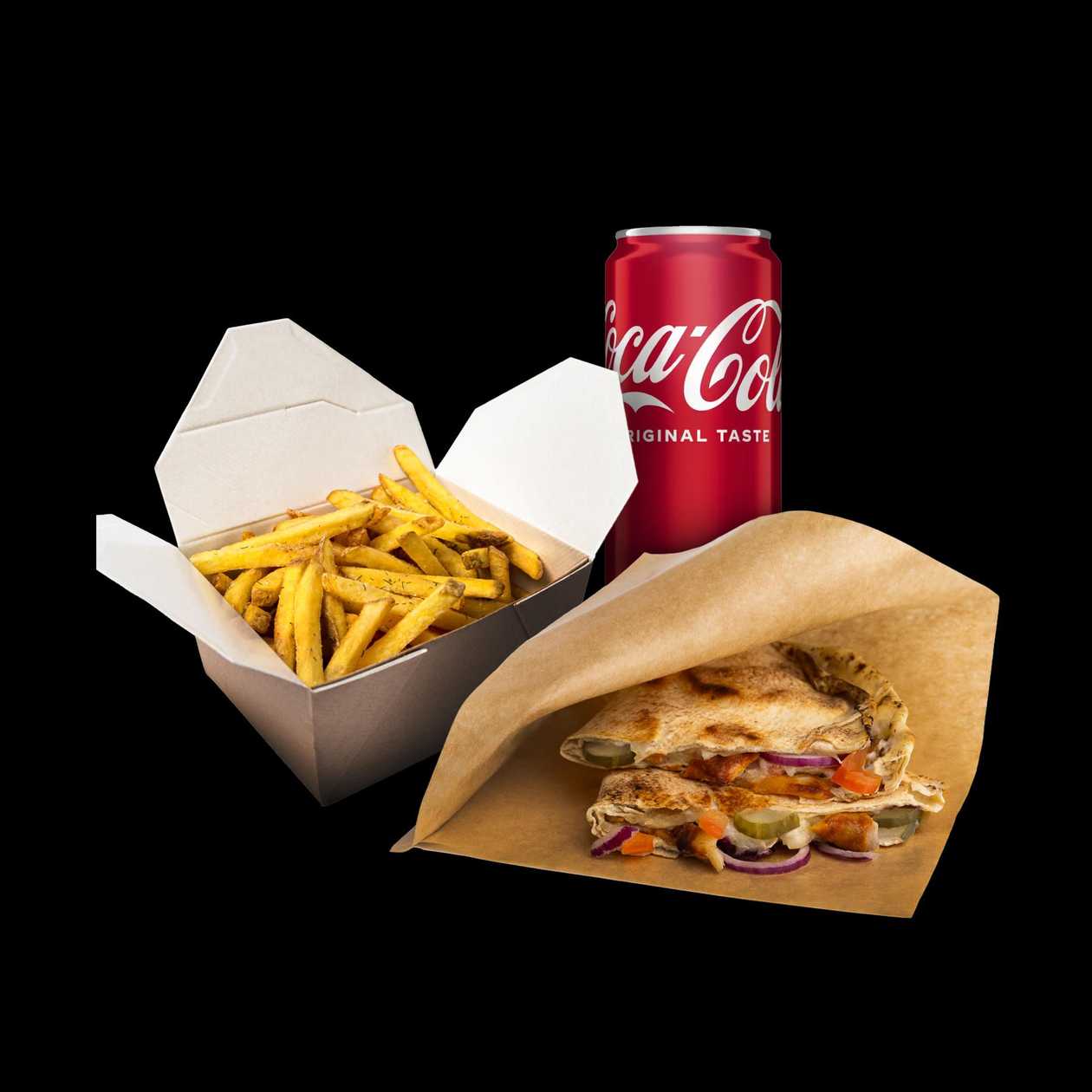 Kesadilija + Bulvytės + Coca-Cola 0.33 l