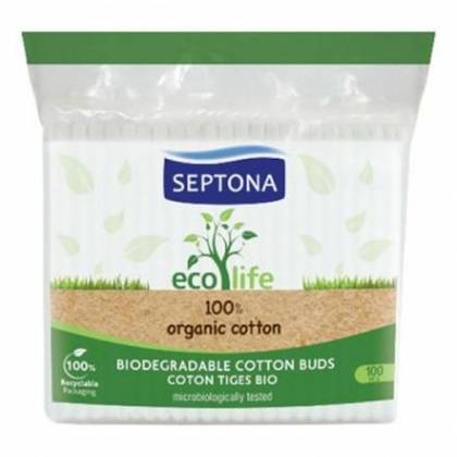 Septona Eco Life Biodegradable Bamboo Cotton Buds in Cellophane 9022/112/1026 #100