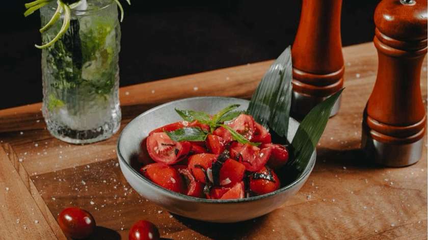 Cornelian Cherry Tomato Salad