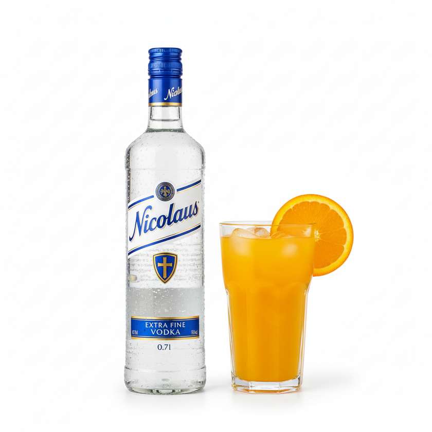 Vodka nicolaus 0,7 + džus pomaranč