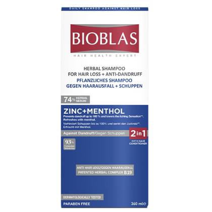 Bioblas Anti-Hair Loss/Anti-Dandruff Shampoo with Zinc Pyrithione for All Hair Types, 360ml