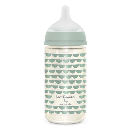 Suavinex Glass Bottle with Silicone Physiological Teat SX Pro, 240ml, 3m+
