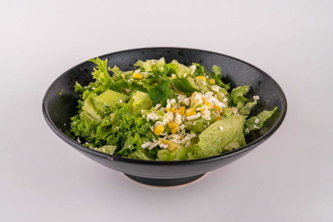 Fresh vegetable salad with feta cheese