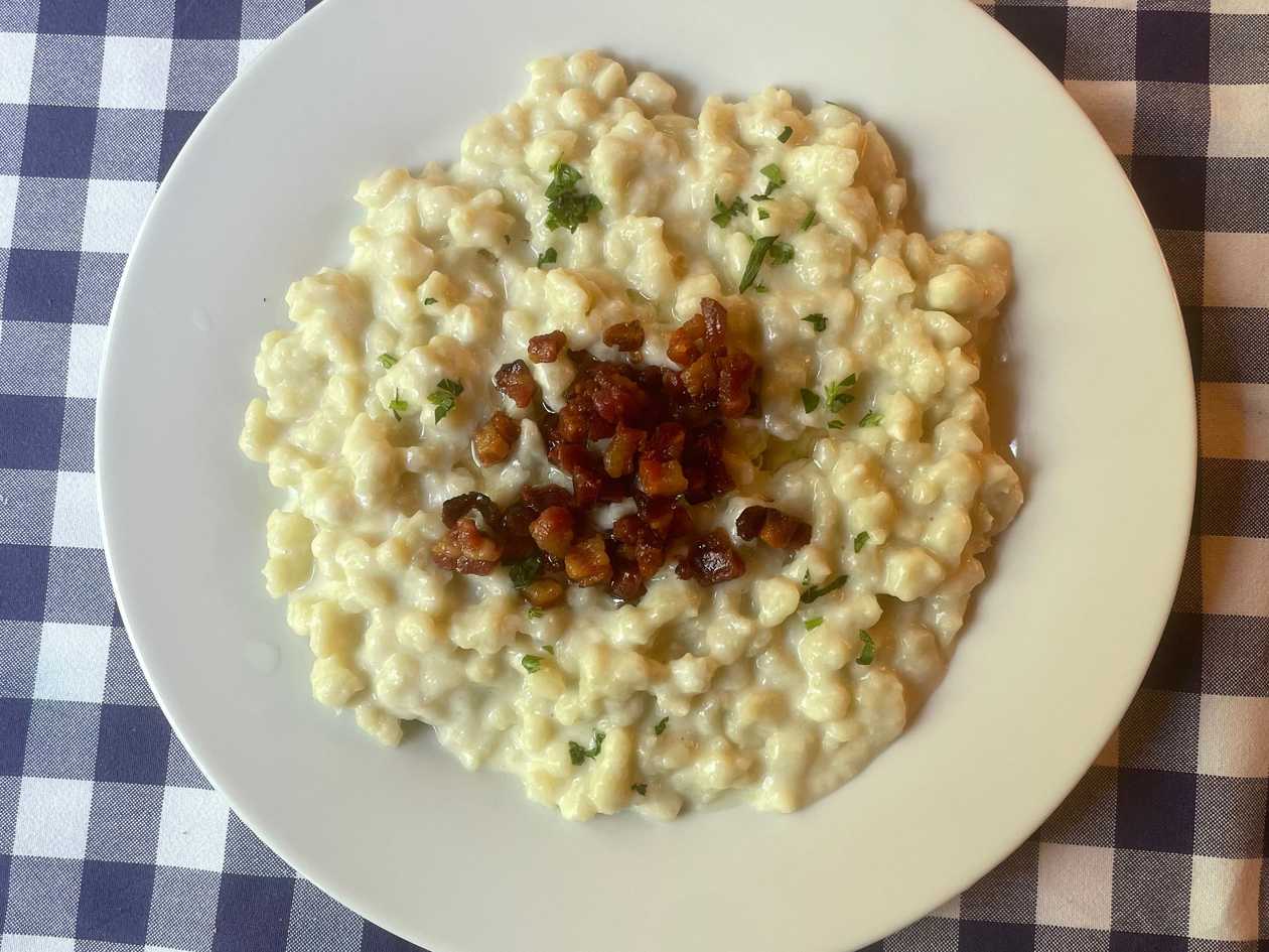Liptov-style Homemade Bryndzové Halušky with Bacon